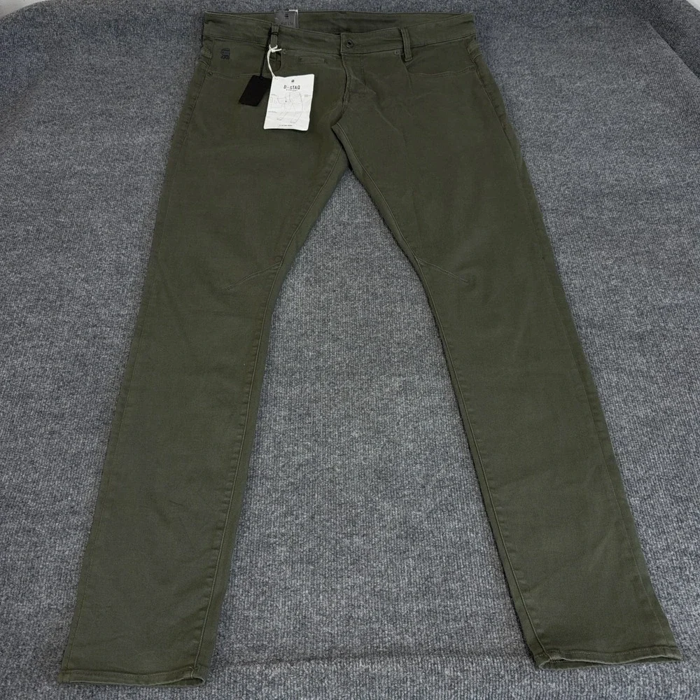 G-Star RAW D-Staq Jeans Mens 40x36 Dark Shamrock Olive Green 5 Pocket Skinny Fit